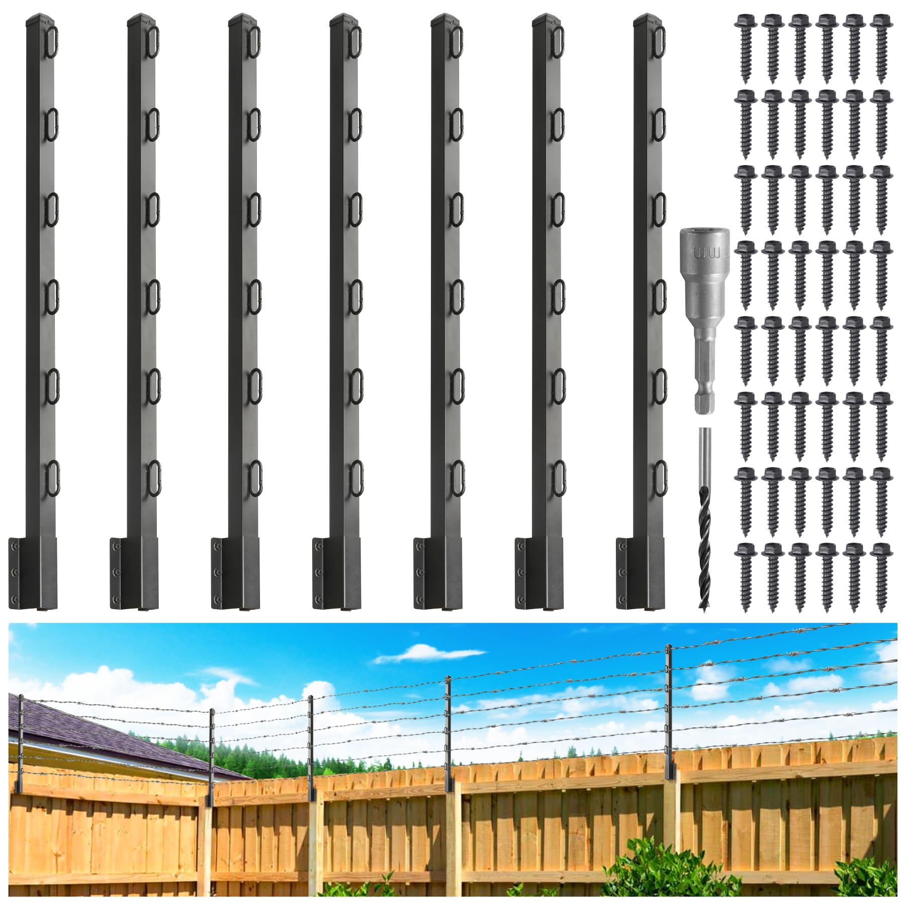 Fence Post Extender, 40" Fence Barbed Wire Extend Arm?for Outdoor Fences to Increase Height, Protect Privacy and Pets Jumping Off (8, 40in)