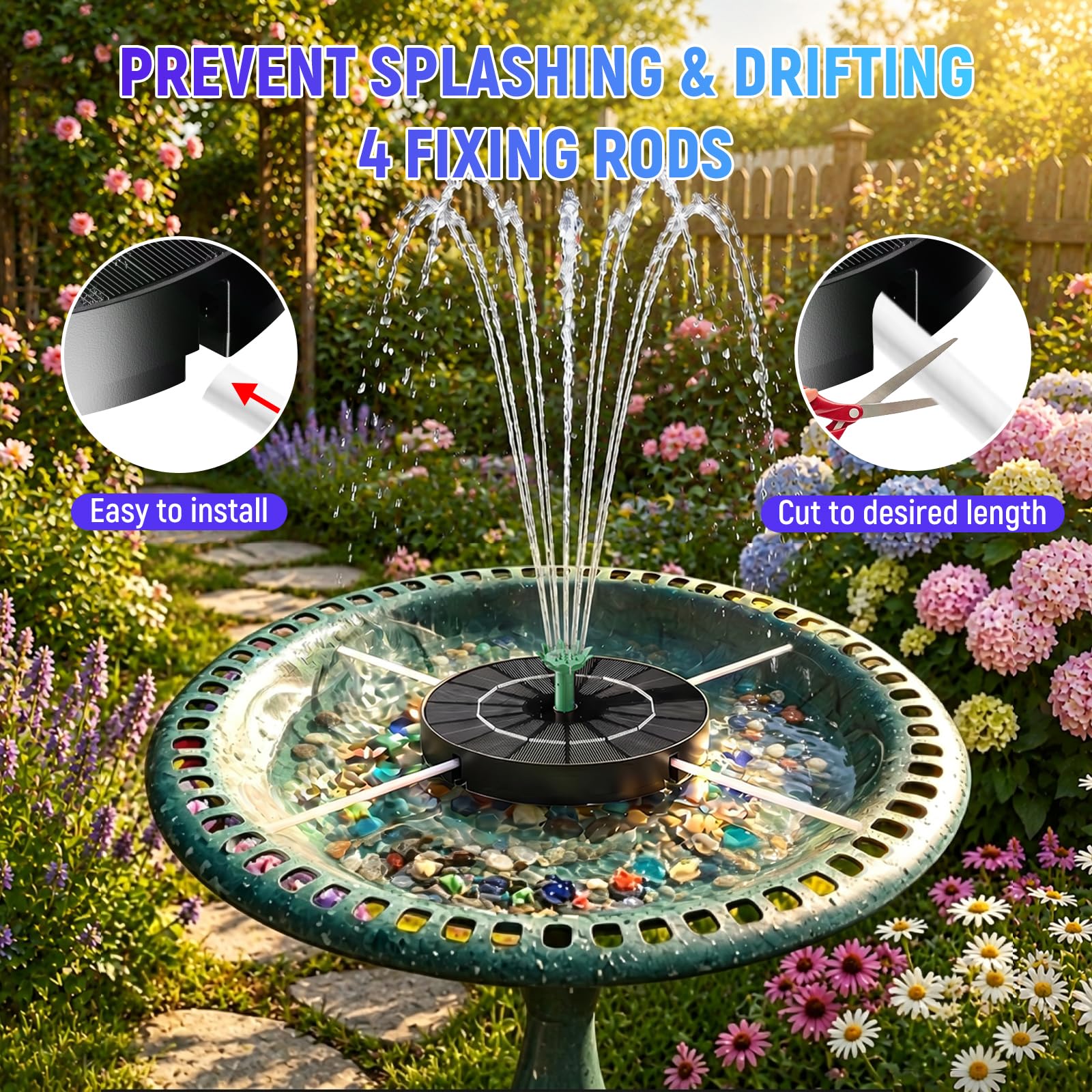 Marchul Pompa a fontana solare da 3 W, ad energia solare, per bagno per uccelli, pompa solare per fontana, stagni, piscina, acquario, all'aperto