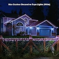 Vista 5 de Cadena de luces solares de cuerda para exteriores, impermeables, LED, 66 pies, 200 luces LED de color blanco frío, 8 modos de iluminación, luces