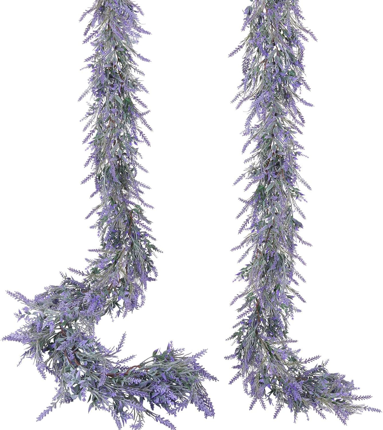 Zythrem 6.2Ft Artificial Lavender Garland Purple Lavender Flower Vine Spring Garland for Mantle Decorating All Year Round Farmhouse Wedding Arch Home Decor Porch Decorations