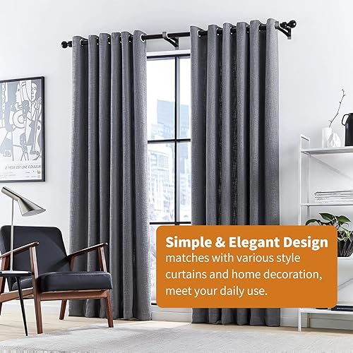 Vista 6 de KOLAKO 4 Pack Curtain Rod Bracket, Heavy Duty Curtain Rod Holders Single Decorative Rod Hooks Hanger for 1 Inch Drapes Rod, Black