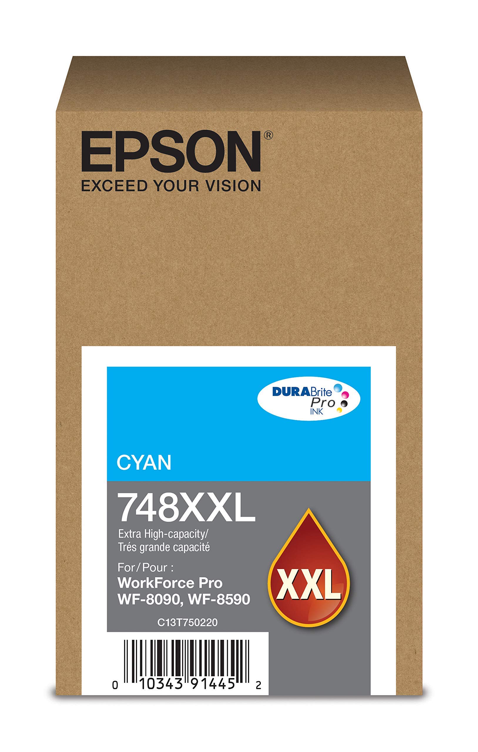 Epson 748 DURABrite Pro cartuccia d'inchiostro ciano ad alta capacità, resa 7000 (T748XXL220)