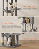Feandrea Large Cat Tree, 175 cm Tall Cat Tower, Multi-Level Cat Condo with 2 Caves, 2 Baskets, 5 Scratching Posts, Self-Groomer, Perch, Hammock, for Indoor Cats, Dark Grey PCT182G02 - 6