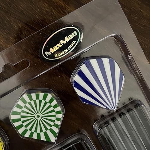Miniatura 8 de MAXMAU dardos profesional con punta de acero, juego con alas y cañas para dardos 9 y 18 unidades.