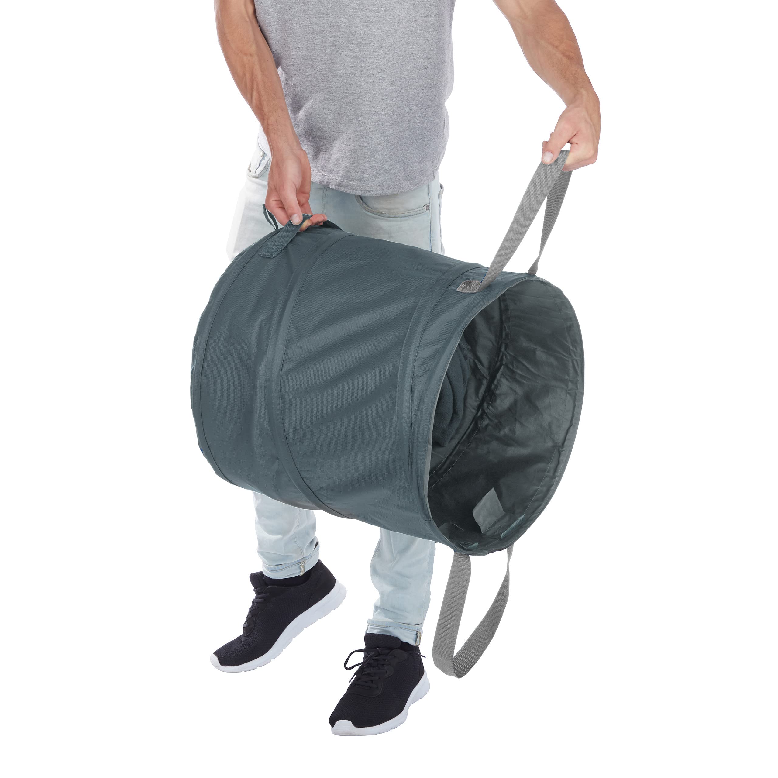 Relaxdays Sacchi da Giardinaggio, Set da 2, Fogliame e Rifiuti, Sistema Pop Up, 120 l, Impermeabile, HD72x45 cm, Grigio