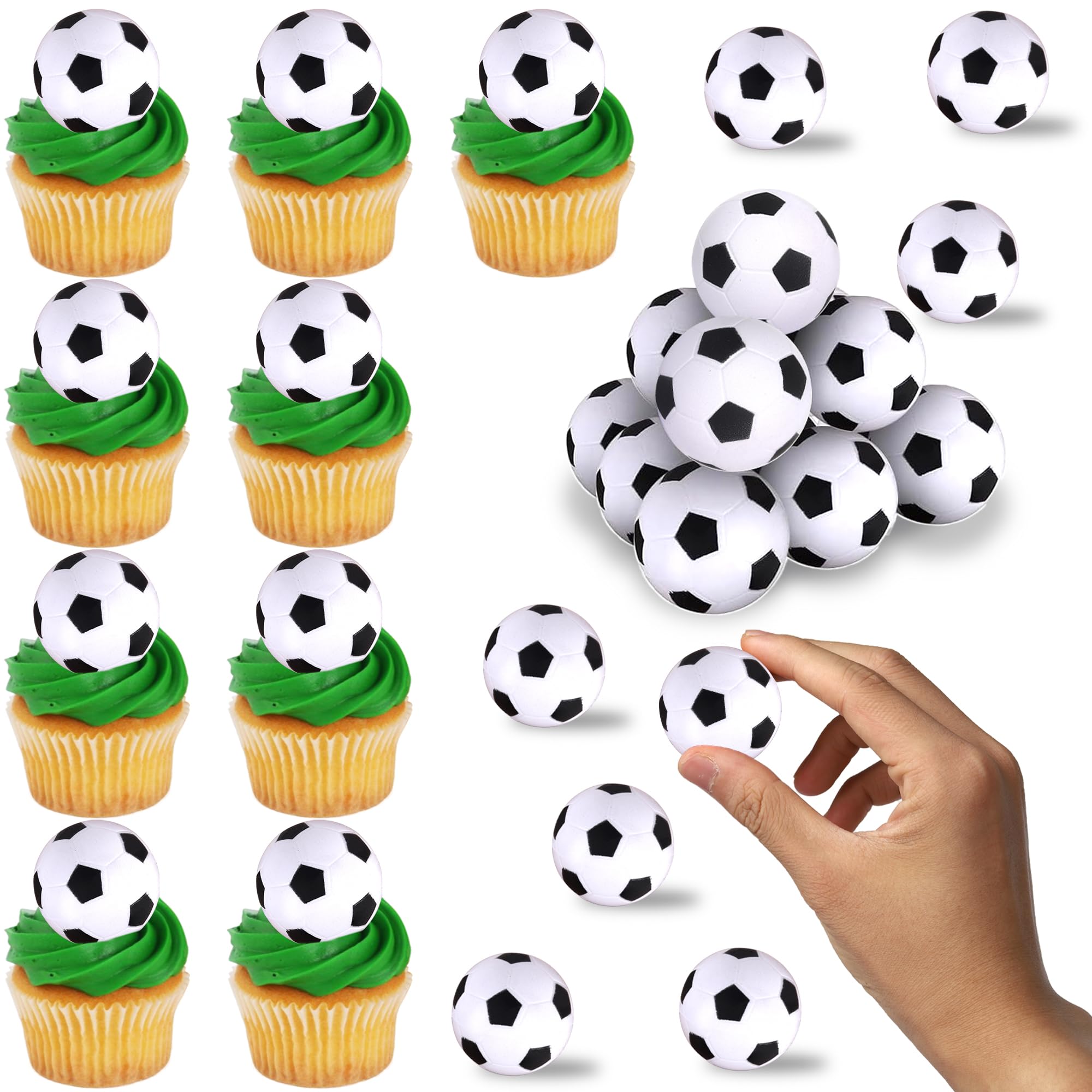 12 Stück 3D Fußball Tortendeko Sport Thema Cupcake Toppers 3D Fußball Kuchen Deko für Sport Thema Geburtstag Party Kuchen Dekorationen