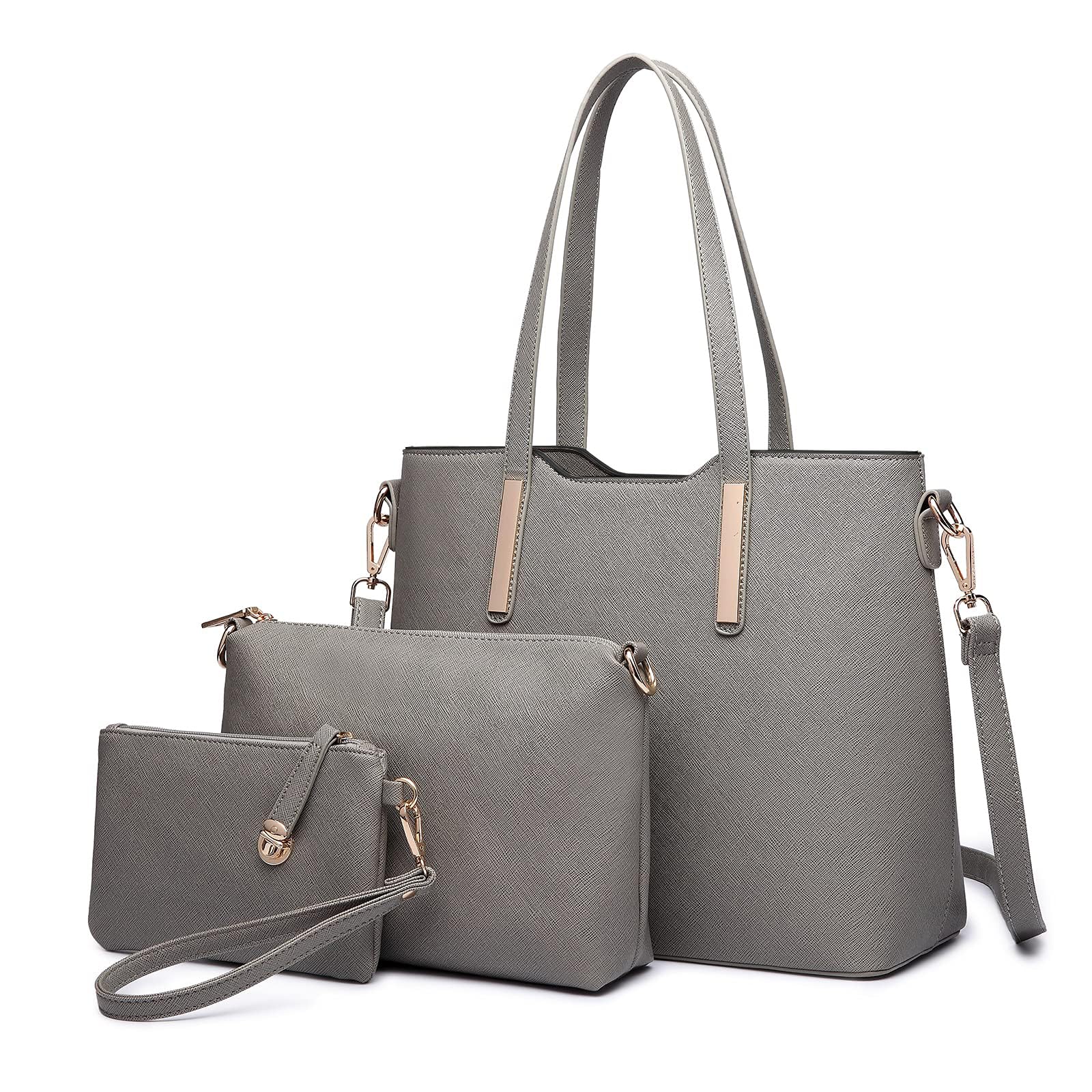 Miss Lulu Handbag Ladies Shopper Shoulder Bag Large Handle Bag Tote Bag Tote for Office School Shopping Travel Elegant PU Leather 3 Piece Set