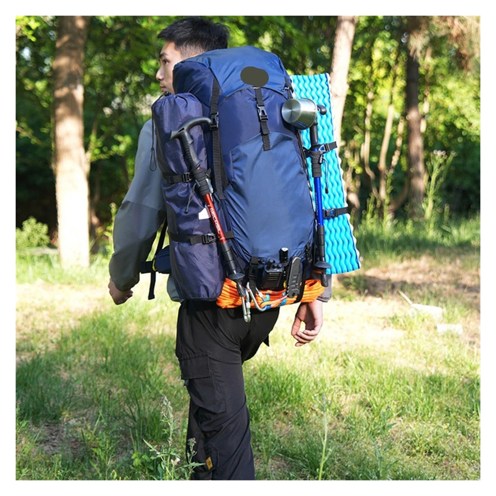 Zaino da campeggio da arrampicata da 60 litri con copertura antipioggia, grande zaino impermeabile per escursionismo, trekking, alpinismo, idratazione