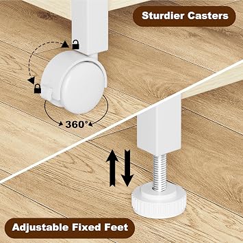 EasyCom Printer Stand with Fabric Storage Drawer and Locking Wheels