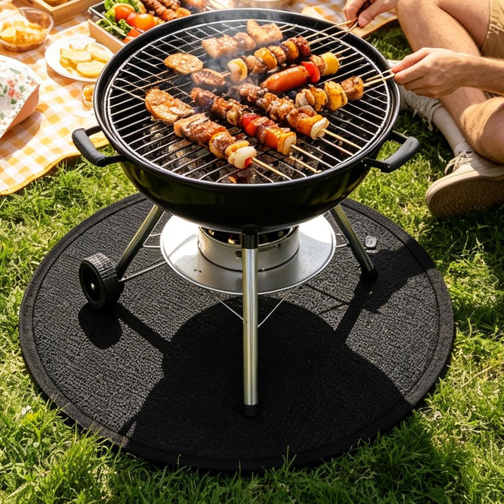 Tappeto Ignifugo per Sotto il Braciere 91 cm in Silicone Impermeabile | Tappeto Protettivo Ignifugo per Sotto Griglia per Stufa Falò Grigliate Barbecue Campeggio Patio Giardino Cortile