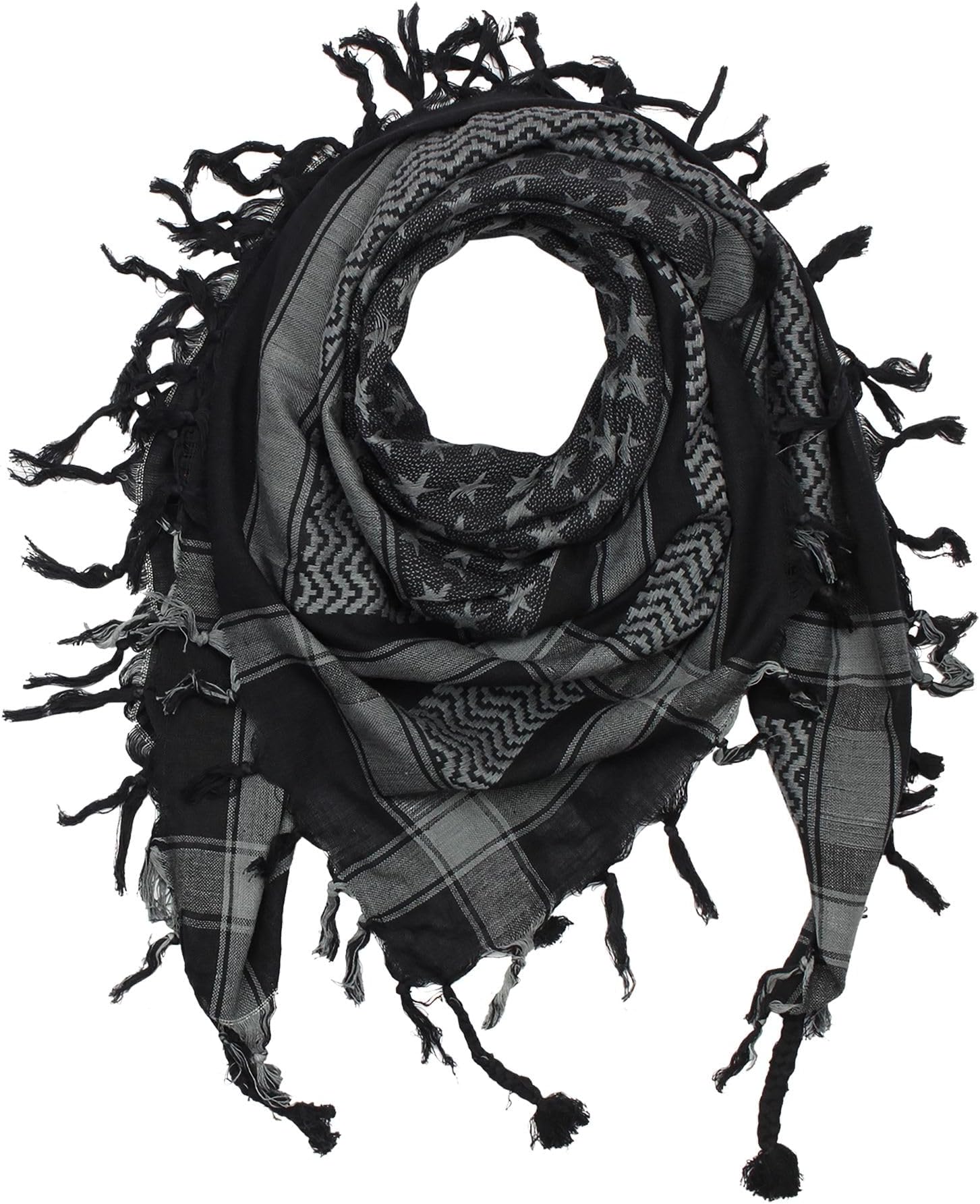 Kufiya - Stars black - grey - 40x40 inch - Shemagh - Arafat scarf Palestinian PLO Pali-scarf - 100% cotton