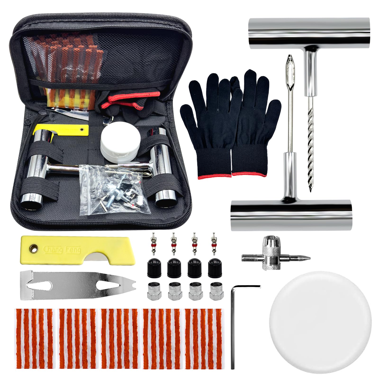kit profesional de reparación de pinchazos 45 pcs para coche, moto y todoterreno, neumático antipinchazos, mechas y clavos, para emergencias en carretera y montaña