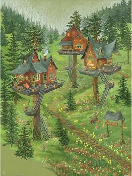 Pintoo Jigsaw Puzzles 1200 Piece for Adults - Julia Vaihicheva - Forest Tree Houses Beautiful Plastic Puzzle for Home Decor Zero Dust Easy Storage [H3499]