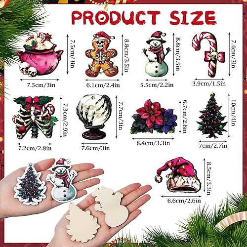 Miniatura 3 de Bencailor 24 piezas de adornos de Navidad de terror de Halloween, decoraciones de Navidad espeluznantes de Navidad, espeluznante hombre de jengibre,