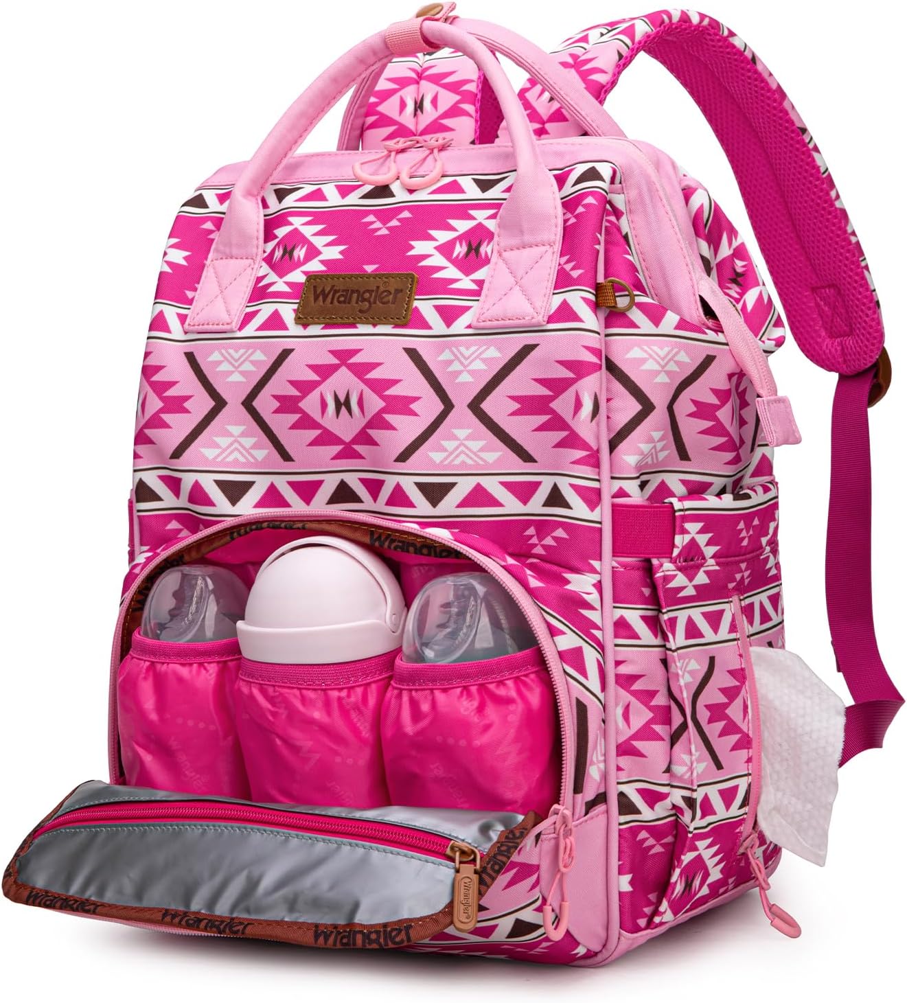 Wrangler Aztec Backpack Multifunction Baby Travel Bag with Changing Pad, Stroller Straps and Pacifier Case WG2204-91103PK - Image 6