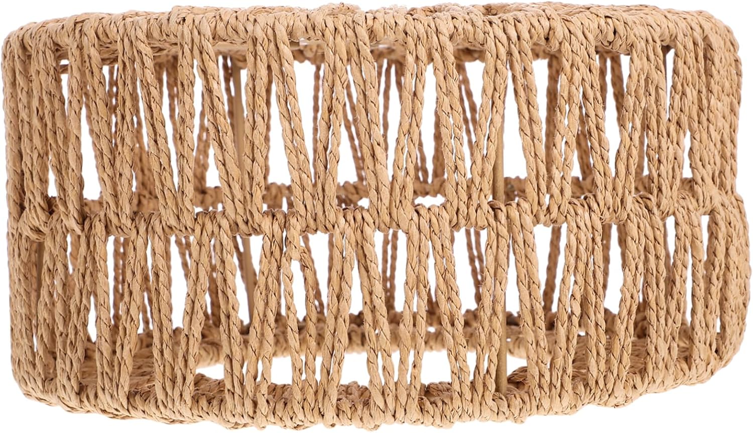 Rustic Straw Rope Ceiling Lamp Shade Small Handwoven Lightweight Pendant Light Cover for Bedroom Office Boho Decorative Fixture