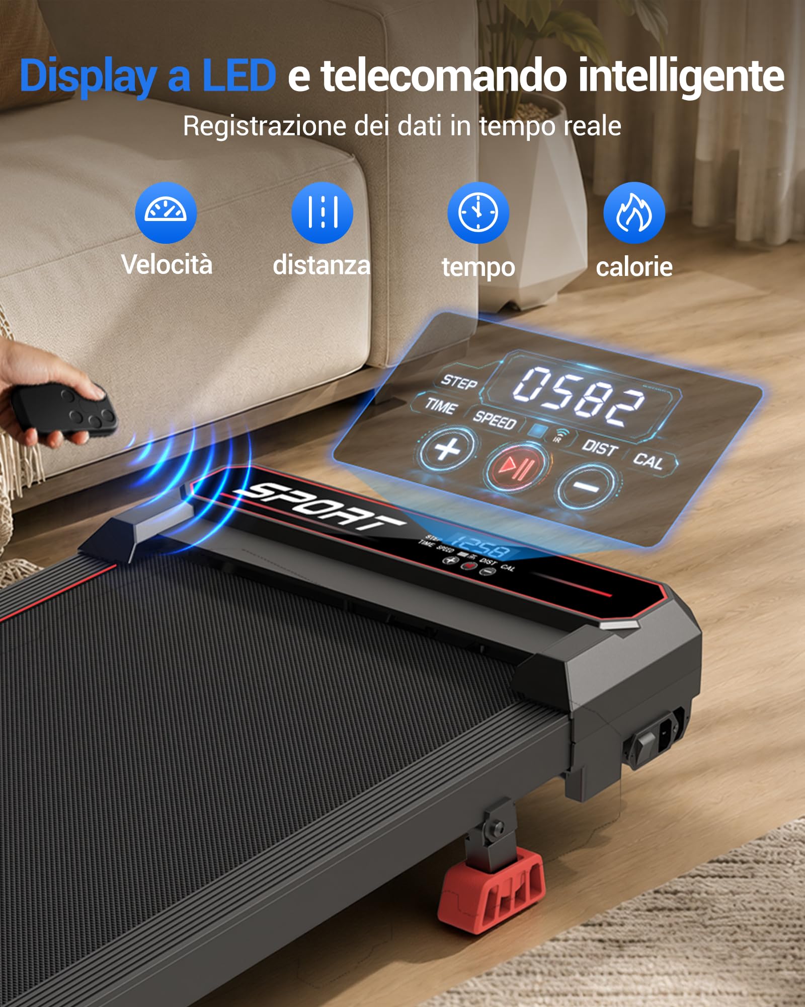 UMAY Tapis Roulant Salvaspazio Pieghevole 10KM/H, Maniglioni Regolabili | 16% Tapis Roulant Pieghevole Salvaspazio, 3.0HP Tapirulan Elettrico Offerte Pieghevole, Treadmill Walking Pad, Portata 136 KG