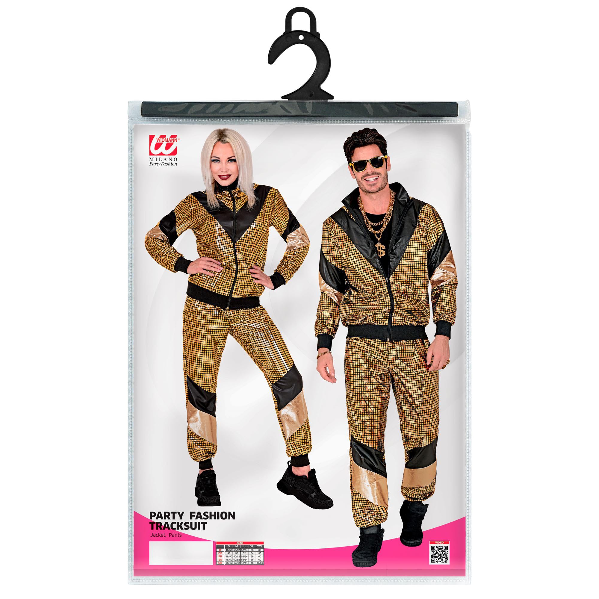 W WIDMANN MILANO Party Fashion - Survêtement fantaisie, style disco, tenue des années 80, survêtement de jogging pour le carnaval et les fêtes