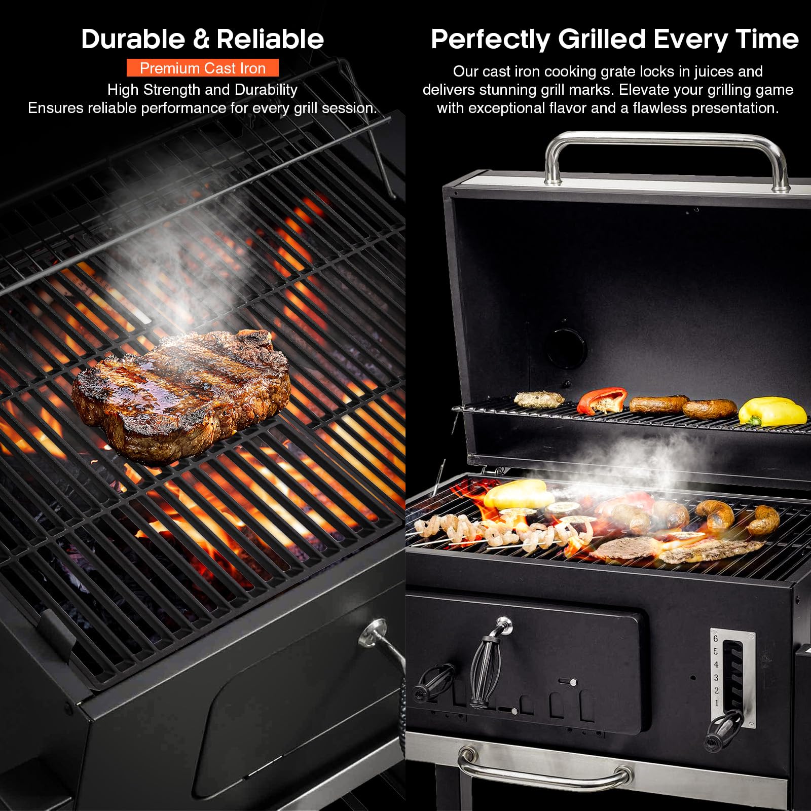 GFTIME Parrilla de hierro fundido para barbacoa Tepro Toronto XXL, parrilla de repuesto para mejores resultados de barbacoa, 46 x 35,5 cm (pieza única) y 46 x 71 cm (doble)