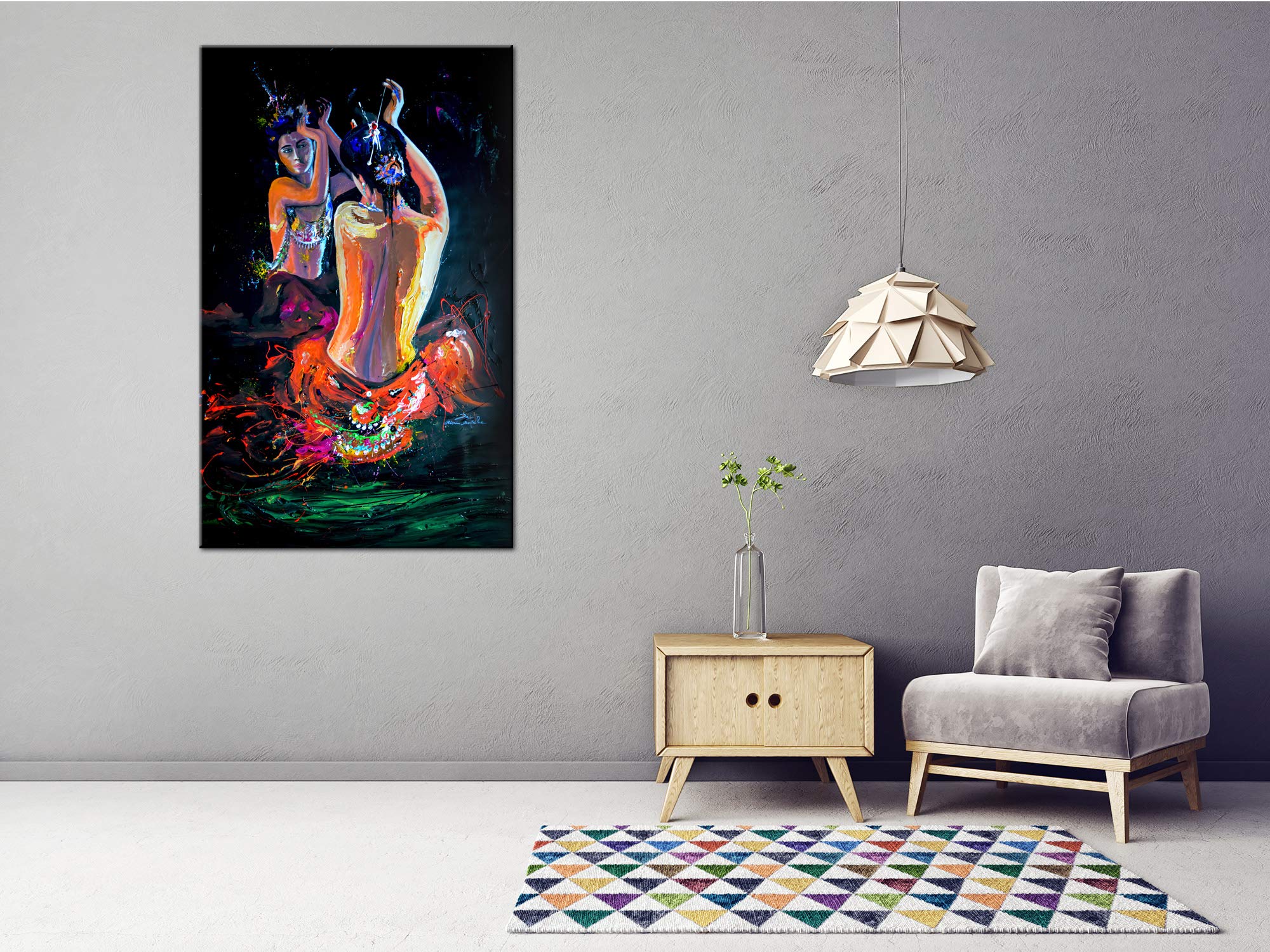DECLINA, quadro decorativo da parete per soggiorno moderno, cornici decorative da parete, riproduzione quadro India Girl, 30 x 50 cm