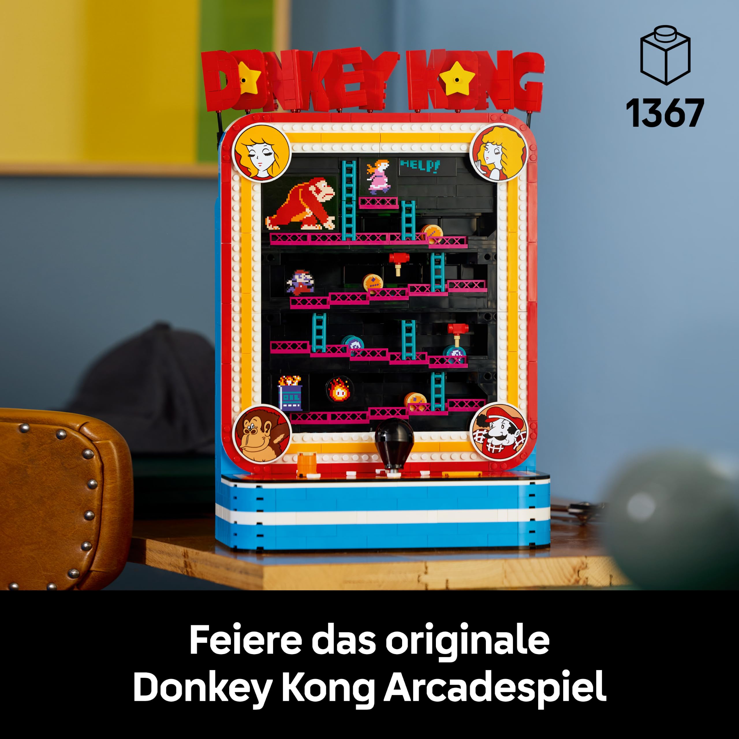 LEGO Super Mario Donkey Kong Arcade - Interaktives 3D Modellbau für Erwachsene mit Joystick & Fässer für Retro Zimmer Deko - Sammelbarer Gaming Fanartikel - Geschenk für Gamer ab 18 Jahren - 72051