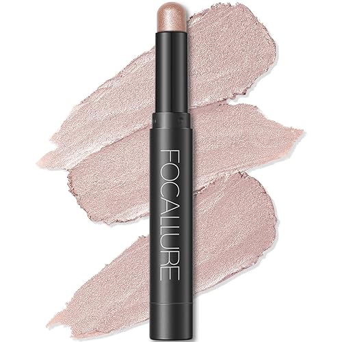 FOCALLURE Sombra de ojos en barra brillante y mate, lápiz iluminador de ojos suave y brillante para mujeres, sombra de ojos impermeable y maquillaje