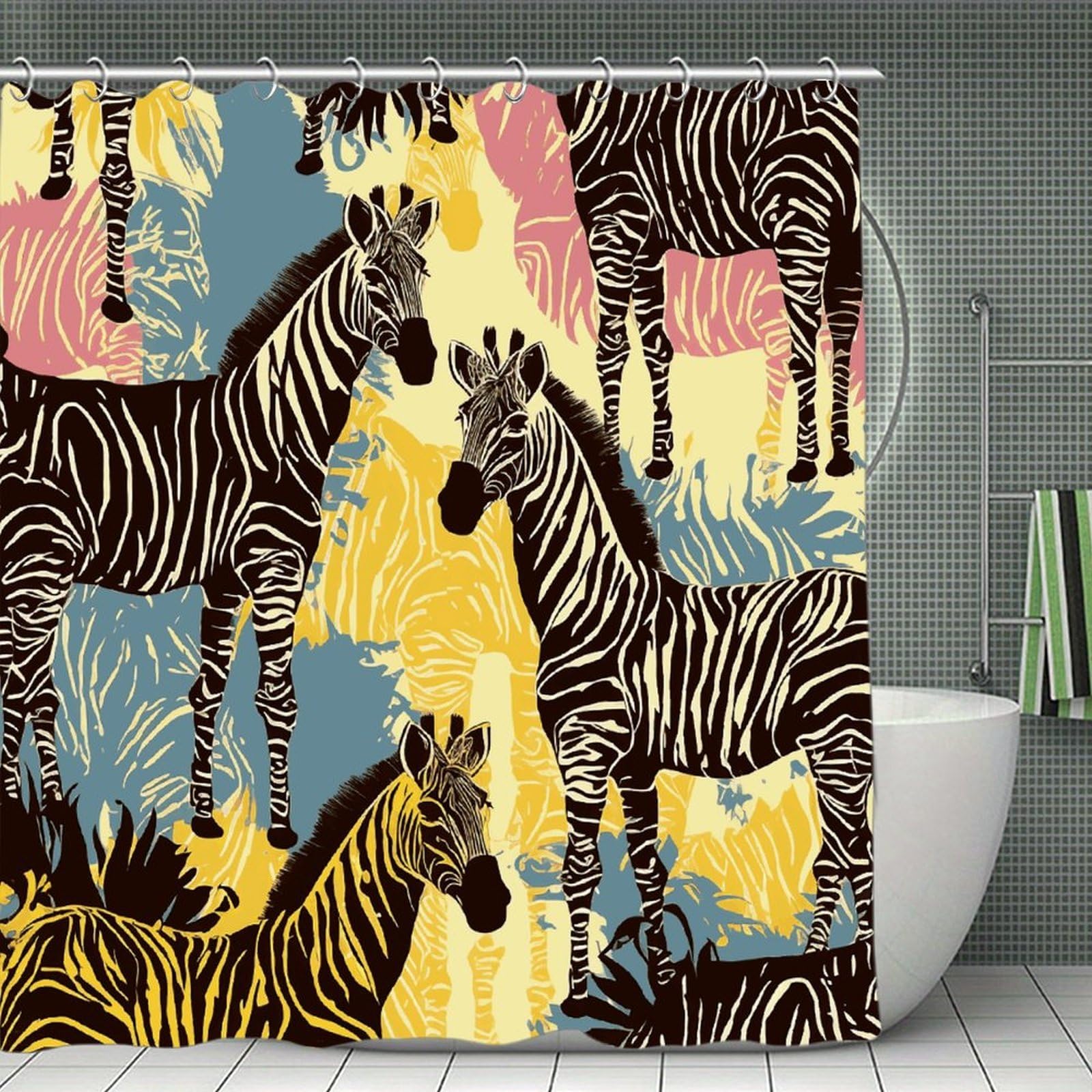 JTREHY Giraffe and Zebra Shower Curtain Heavy Duty Waterproof Shower Curtain Elegant Modern Farmhouse Country Ultra Thick Bath Curtains Machine Washable Showers Curtains 70.8"x70.8"