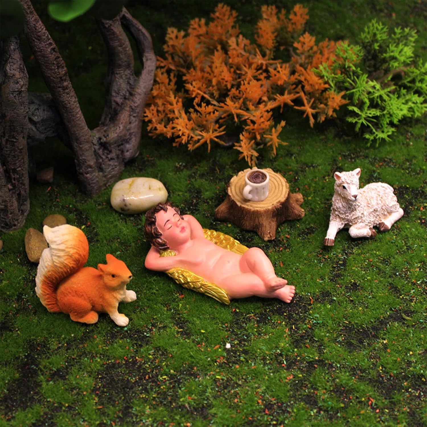 5 Pcs Cupid and Animal Resin Set- Miniature Mini Resin Figurines Ornaments Kit - Fairy Garden Accessories - Micro Landscape Decoration image 3