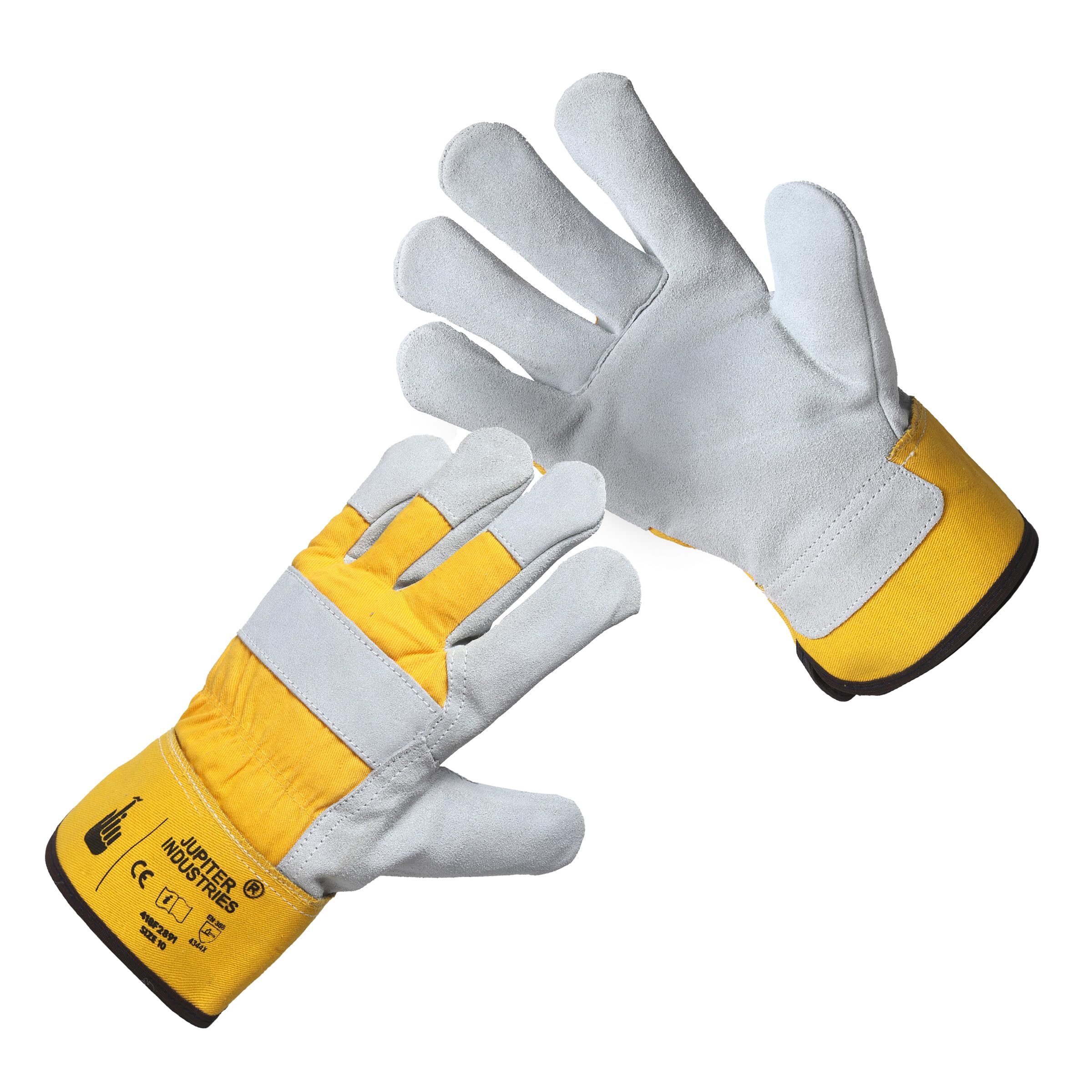 Jupiter Industries Leather Double Palm Split Canadian Heat, Cut, Wear And Tear Resistant Anti Impact Palm Coated For Handling Machinery, Mechanics & Welding Gloves - Color May Vary, Pack of 1-image-24