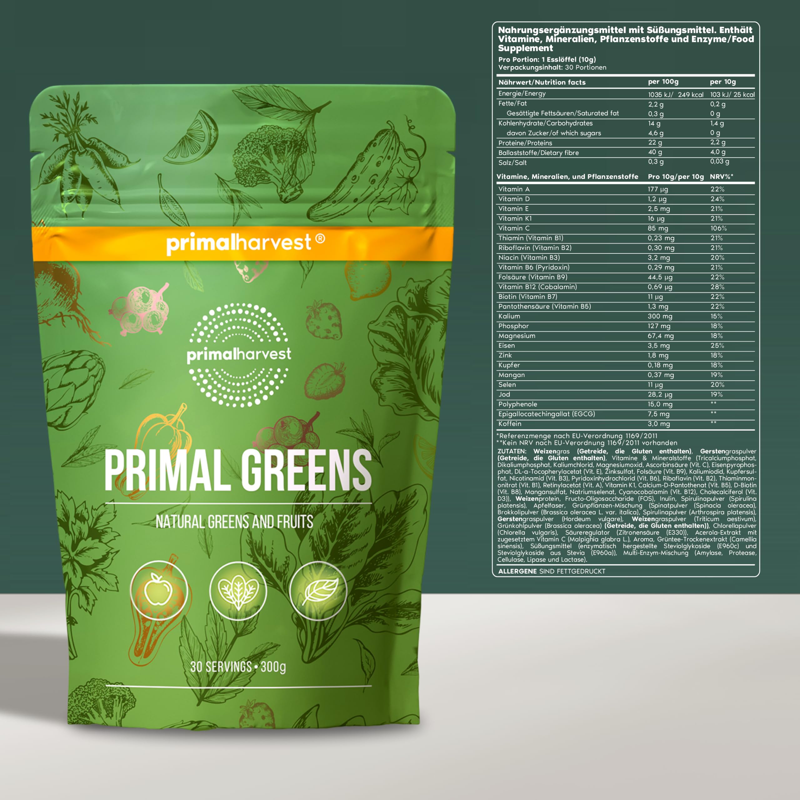 Primal Greens - complément alimentaire poudre vegan, sans gluten