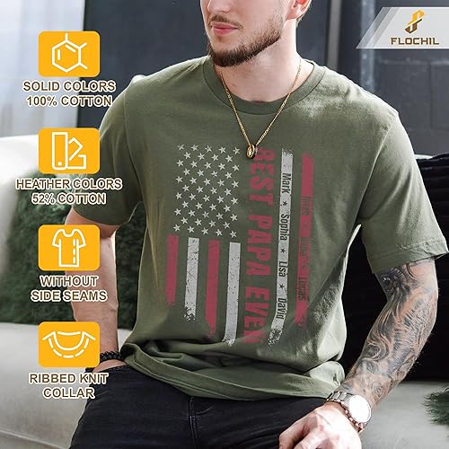 Miniatura 6 de FLOCHIL Camisa personalizada para papá para hombres, personalizada con nombres de niños, camiseta del día del padre, regalos