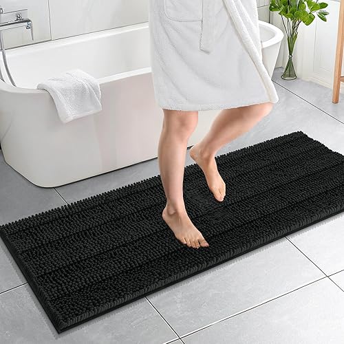 Miniatura 22 de OLANLY Tapetes de baño gruesos de felpilla a rayas de 30 x 20 pulgadas, extra suaves, absorbentes, con parte trasera de goma, se pueden lavar