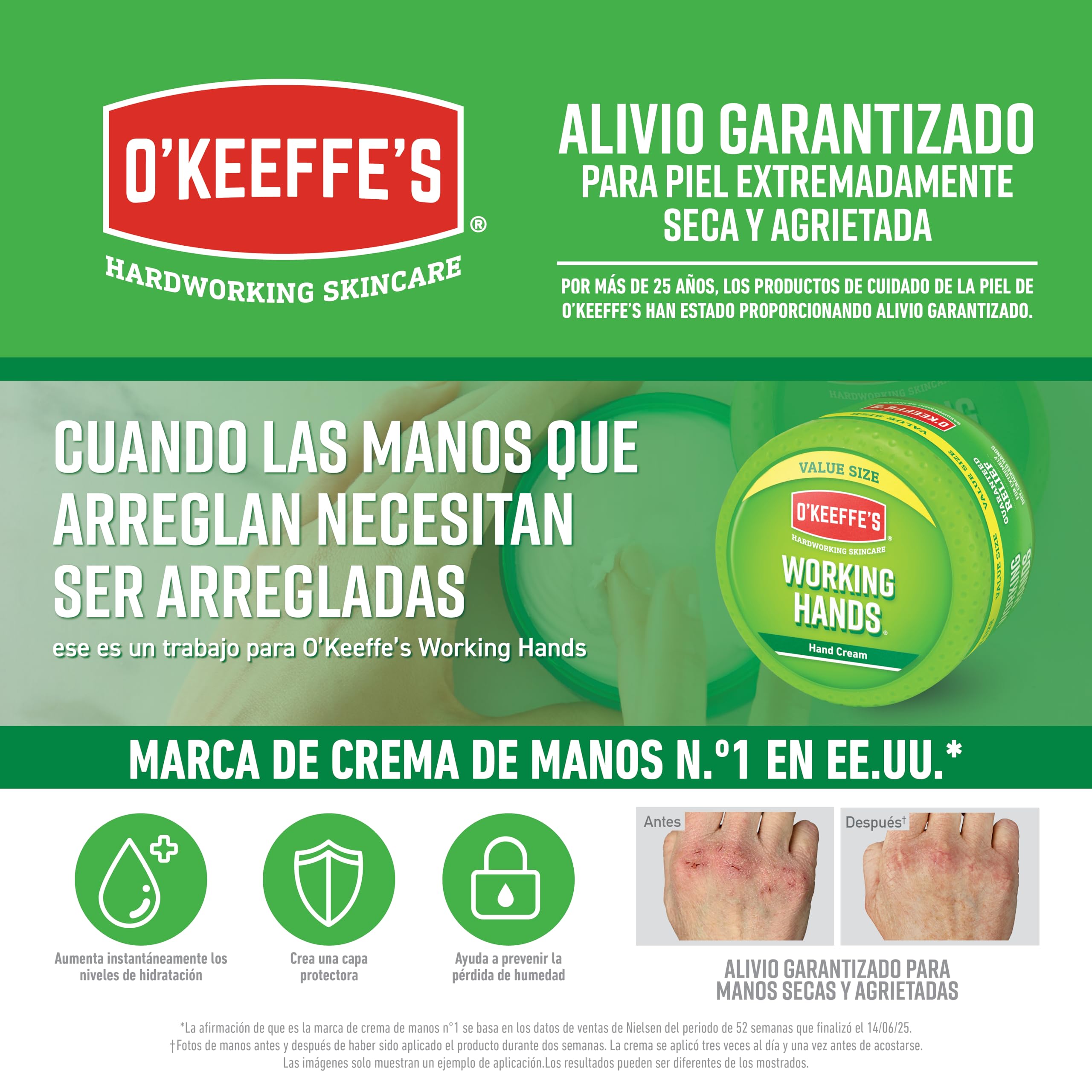 O'Keeffe's Working Hands - Crema para manos secas y agrietadas - Recupera las manos dañadas - 96g — view 5