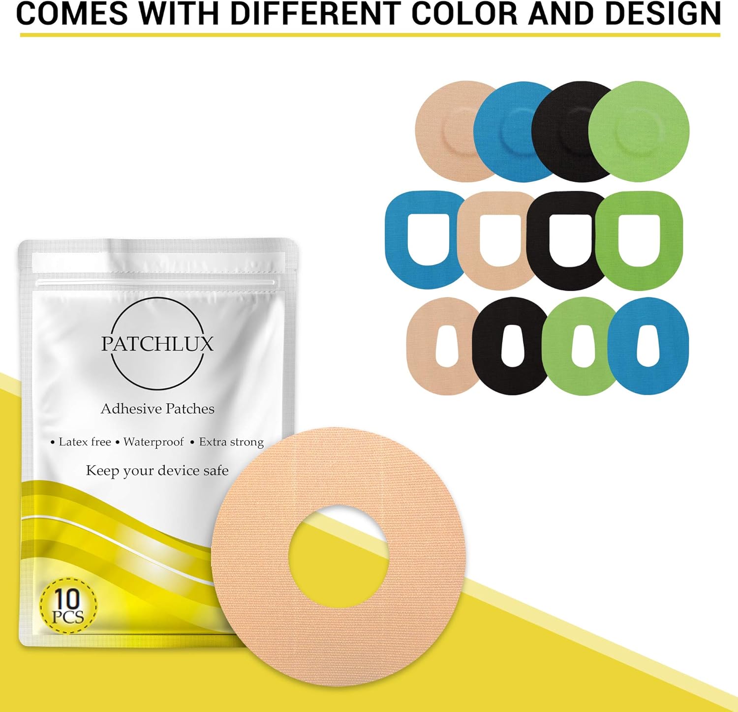 Patchlux - Adhesive Waterproof Patches for CGM Sensor Protection with Hole Size of 2.8 cm | Compatible with Freestyle Libre | CGM Tape| Long-Lasting Pre-Cut Tape (Beige) : Health & Household