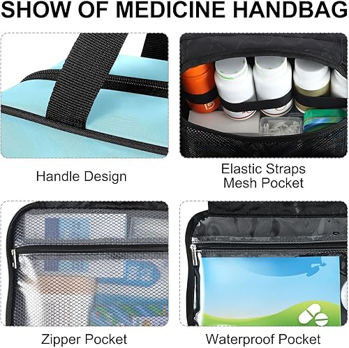 Miniatura 4 de Naanle Bolsa organizadora de píldoras de viaje, botella de píldoras, organizador de medicamentos, bolsa de medicamentos para almacenamiento en el