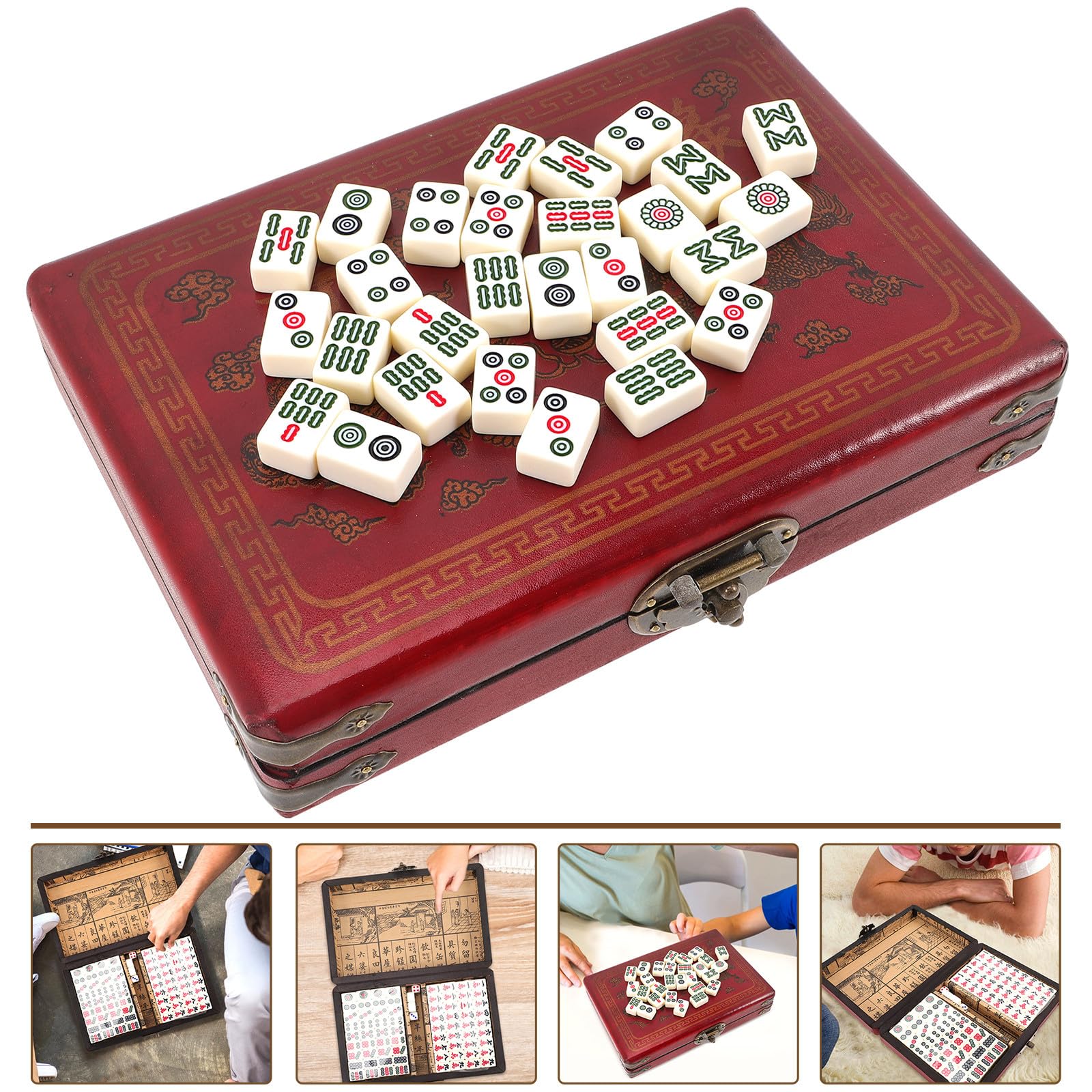 Abaodam Mahjong Spielset Nummer 20, 1 Satz, Acryl und Holz, Reisespiel | Kompakt für Unterwegs, für Partys und Zuhause, Inklusive Englischer Anleitung