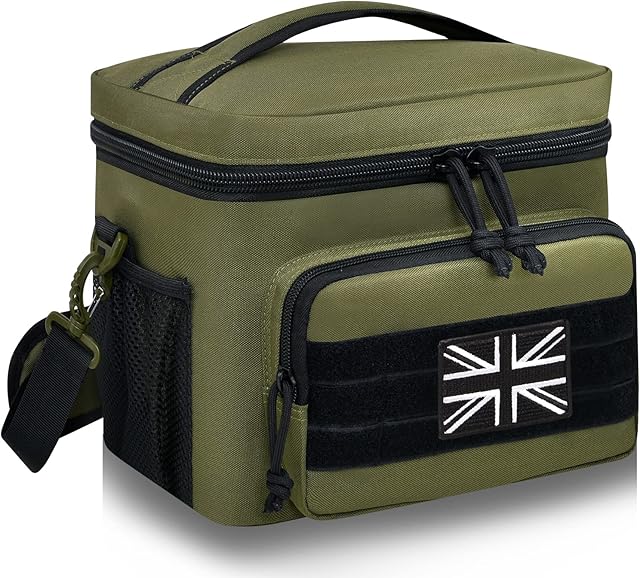 HOMESPON Insulated Lunch Bag Reusable Leakproof Cooler Box with Tactical MOLLE/PALS Webbing, Adjustable Shoulder Strap for Adults Men Women Boys Teens Camping Picnic Work School (Camo)