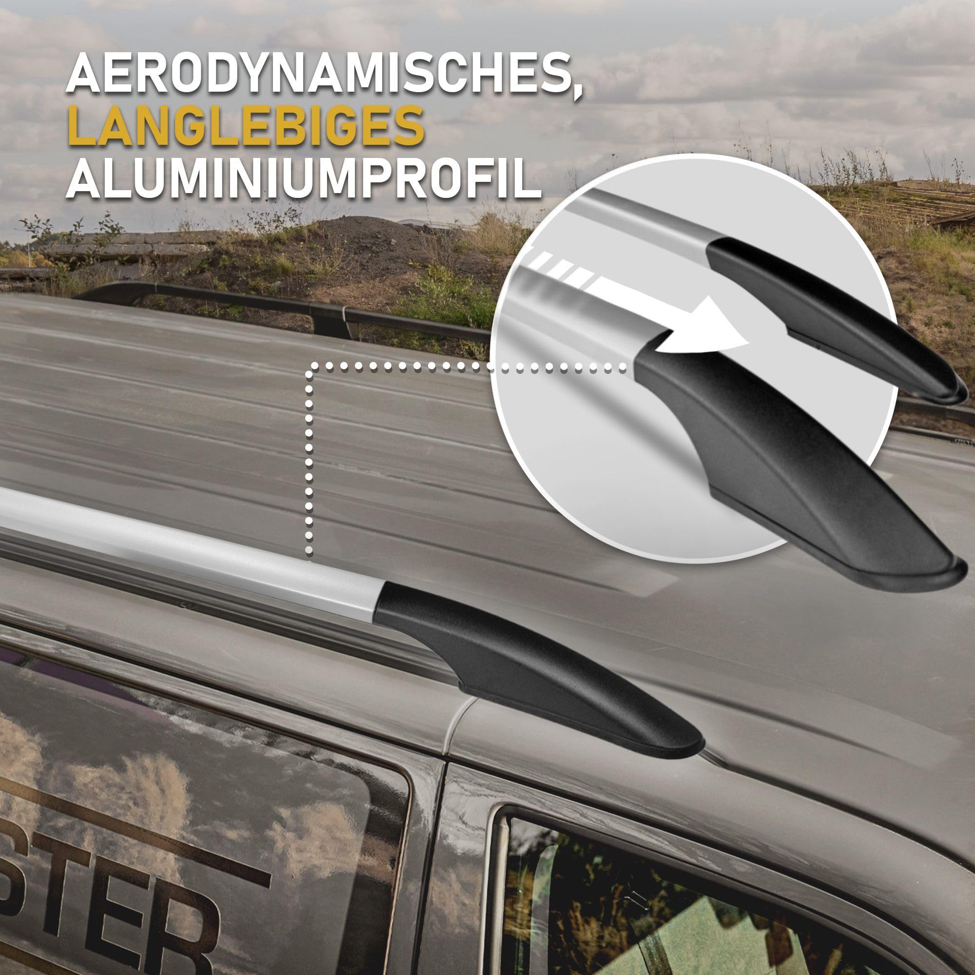 CHROMEMASTER | Dachrelinge Dachträger Kompatibel mit Ford Tourneo Custom L2 LANG 2012-2023; Geeignet zur Montage von Dachträgern, Dachboxen und Fahrradträgern | Einfache und Schnelle Montage | Alu