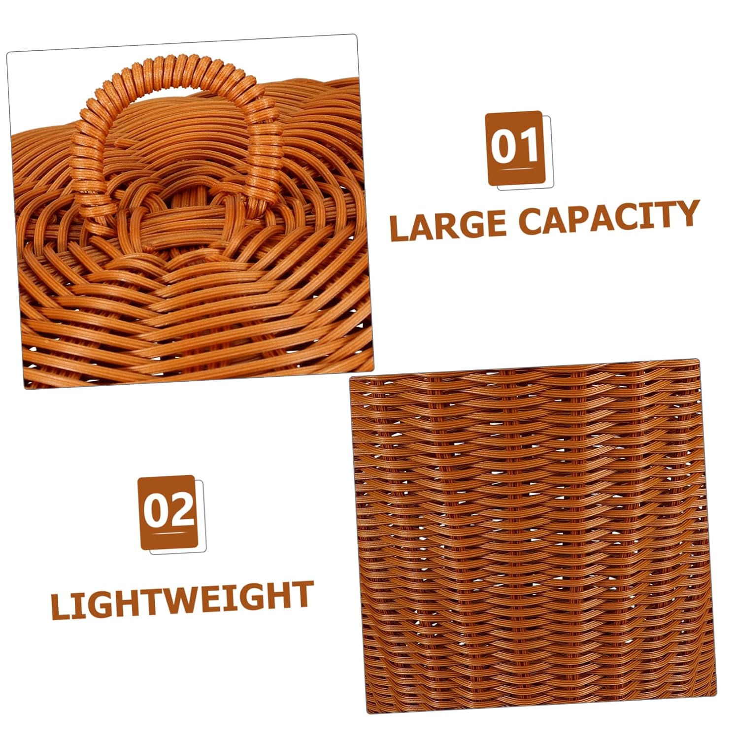 IMIKEYA Multifunctional Imitation Rattan Woven Desktop Trash Basket with Lid Lightweight Sundries Storage Container for Home Office Laundry and Organization