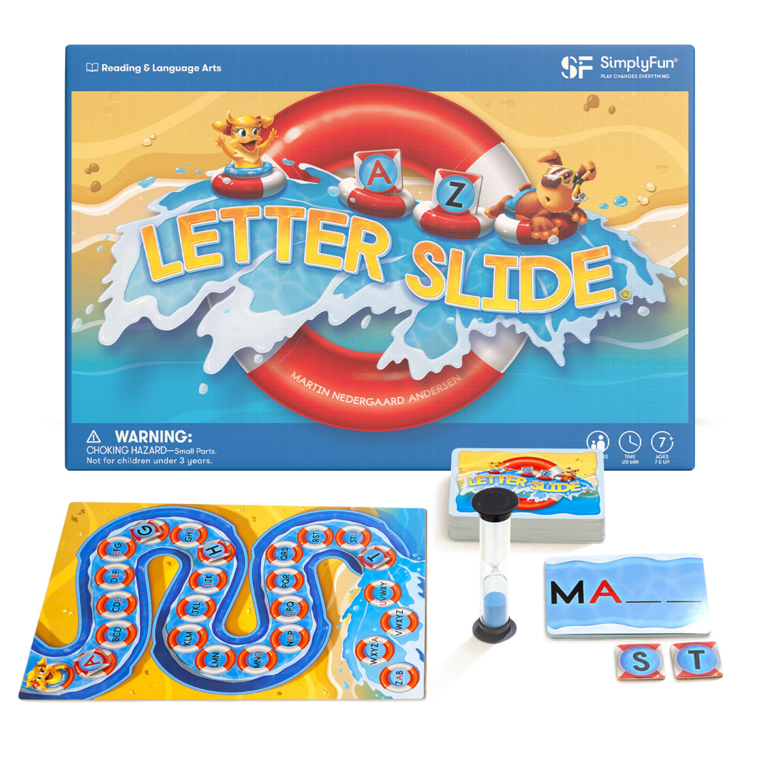 SimplyFun Letter Slide - Enhance Vocabulary and Language Skills with This Educational Game, Focused on Spelling, Consonants & Vowels, Fun for 2-4 Players, Ages 7 & Up
