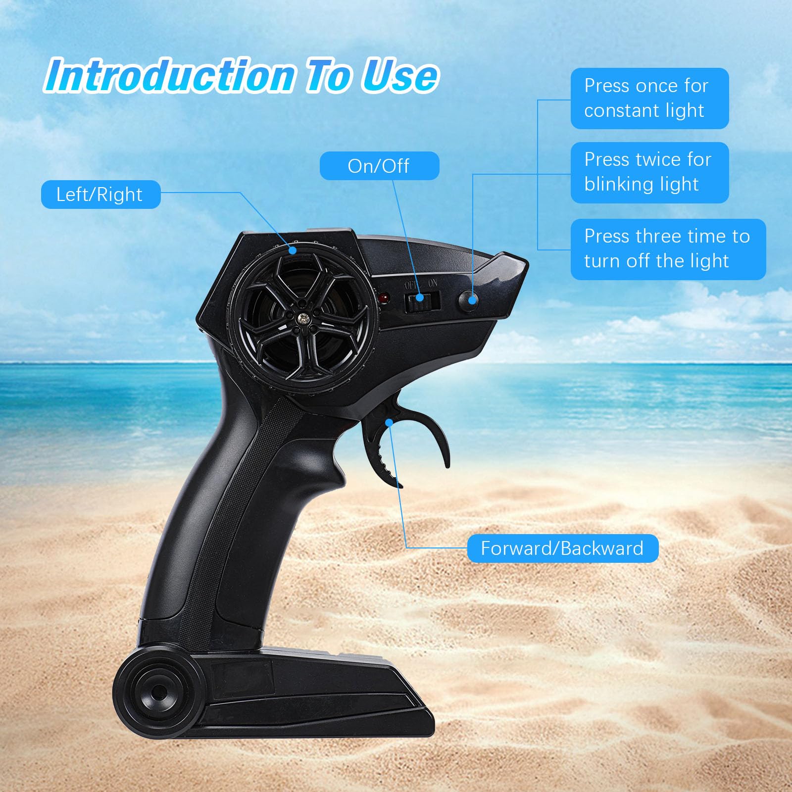 Barco RC para Niños con Luces LED, Control 2.4 GHz, 2 Baterías Recargables, Alarma de Batería Baja, Juguete Acuático para Piscinas y Lagos, Niños de 8 a 12 Años