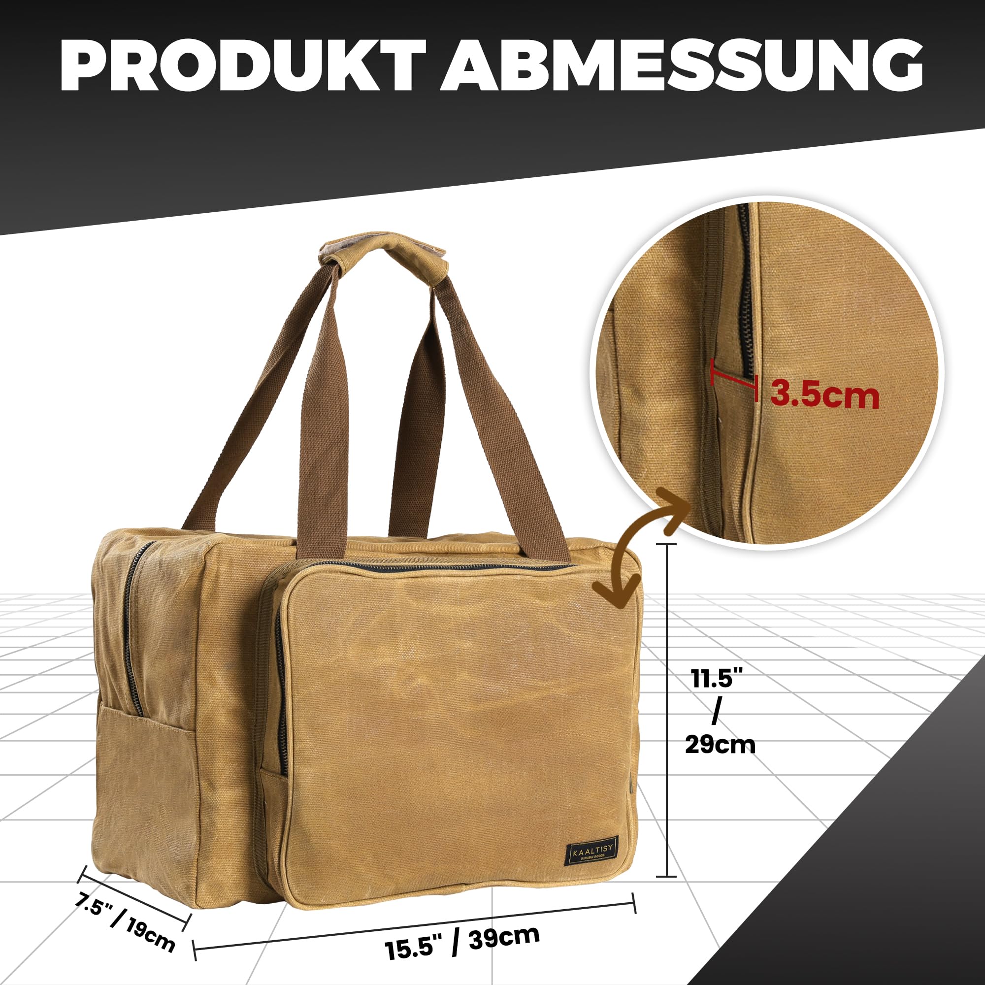 Tool Tote Bag, Large Capacity Tool Carrying Bag with 2 Zipper Pouches - Image 2