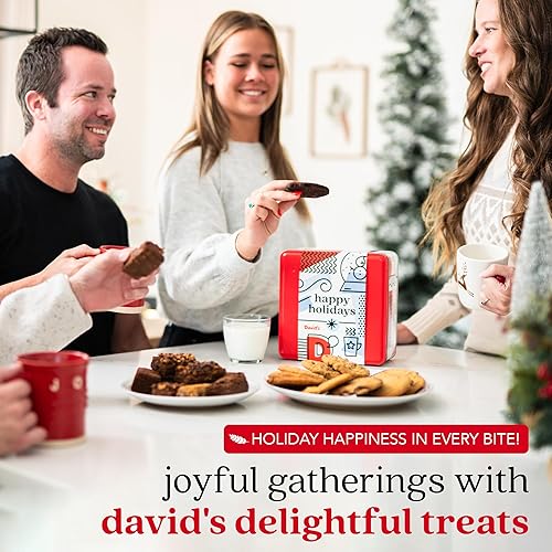 Miniatura 6 de David's Cookies Deliciosas galletas y brownies gourmet surtidos en lata de regalo con temática de Winter Wonderland  12 galletas recién horneadas