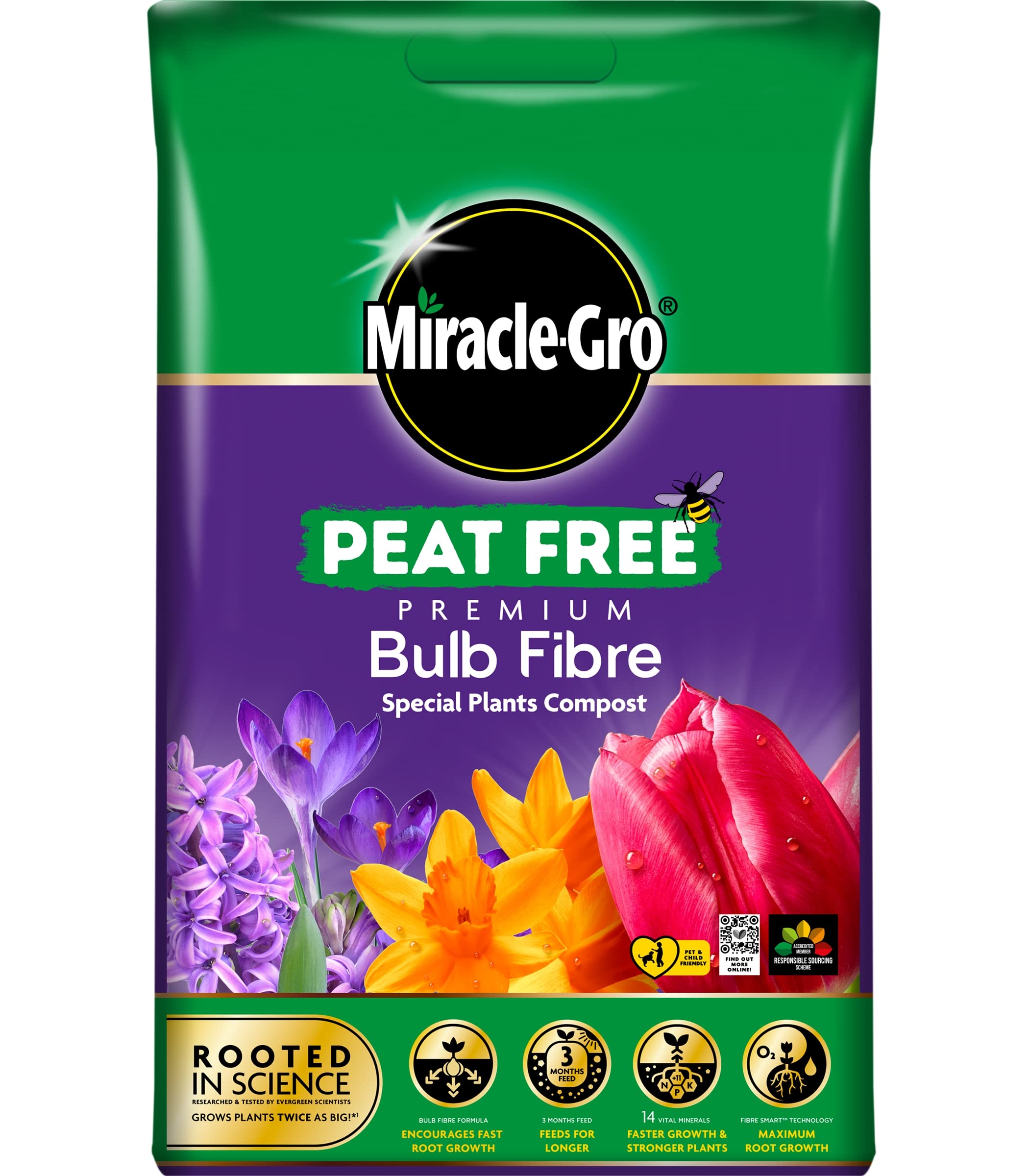 20L Bulb Fibre Compost, Peat Free Multi Purpose Fertilisers, Gardening Soils for Outdoor and Indoor Planting, Small to Large Plants