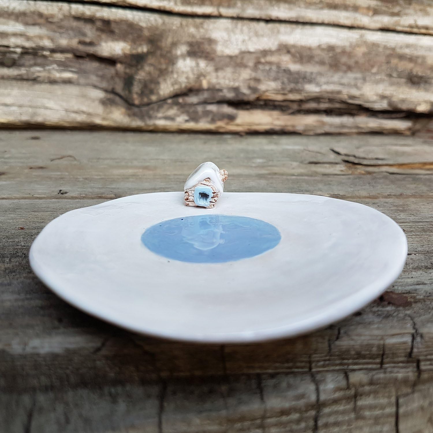 Ceramic Small House Ring Dish, jewlery holder, jewlery dish, catchall, ceramic spoon rest, tea bag rest, pottery trinket dish