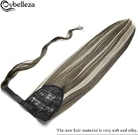 Cybelleza Csatos Lófarok Póthaj - 60 cm Egyenes Hajhosszabbítás, 125g Hamuszőke és Sötétszőke Színben, Hipoallergén Hajsűrítés Nőknek 4