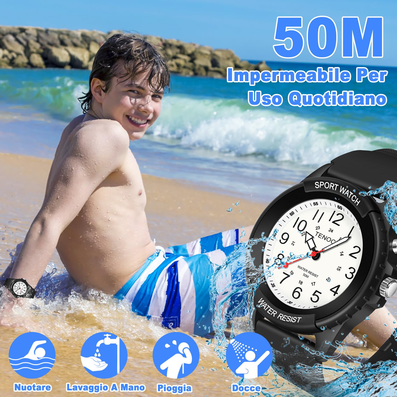 TENOCK Orologio Da Polso Sportivo Da Donna Analogico Al Quarzo 50 M Impermeabile Con Luce Notturna Per Abbinamenti Casual O Attività Sportive