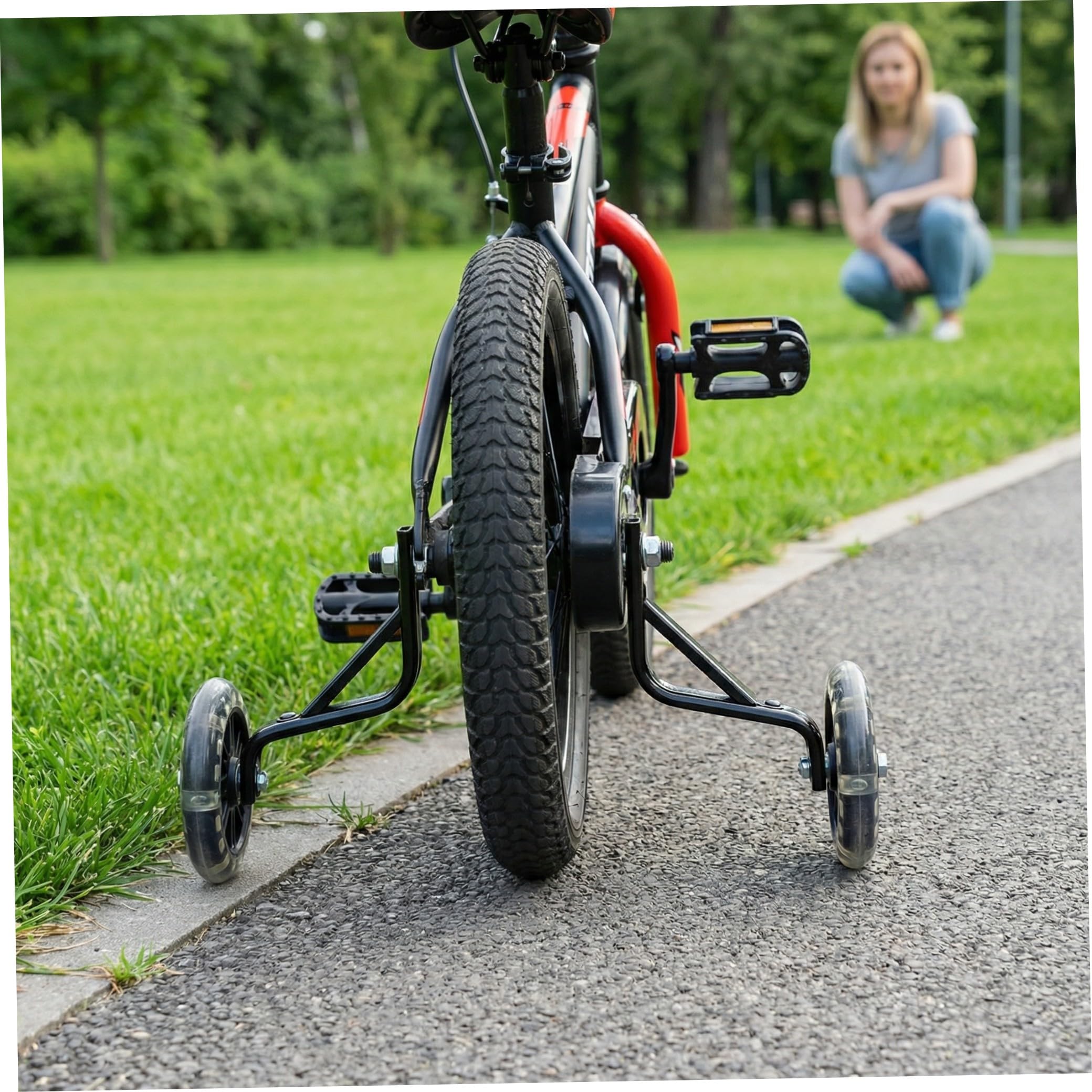 2 Pares Ruedas Auxiliares Negras para Bicicleta Infantil