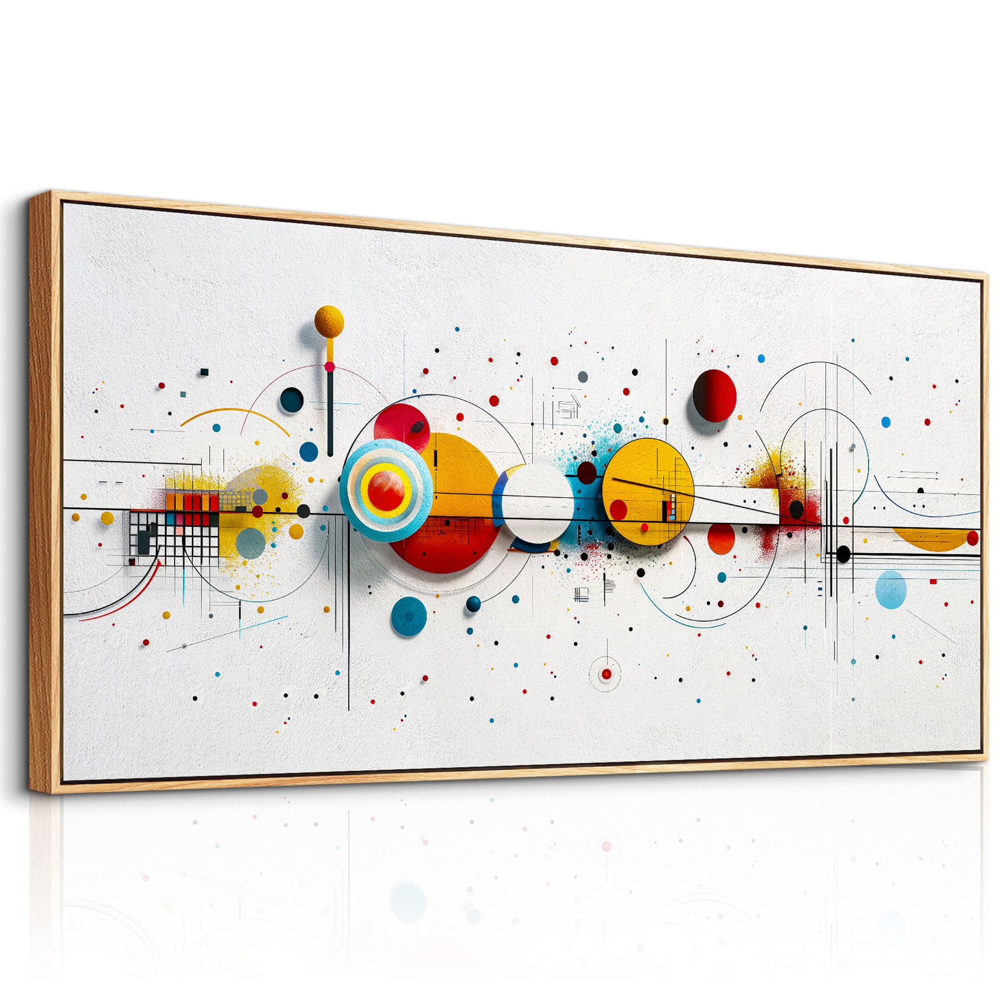 MHARTK66 Cuadros Decoracion Salon Modernos Con Marco Madera, 50x100 cm Grandes Laminas Decorativas Pared Dormitorios, Lienzos Decorativos Pared Puntos de Colores Abstractos, Wall Art Comedor Pasillo