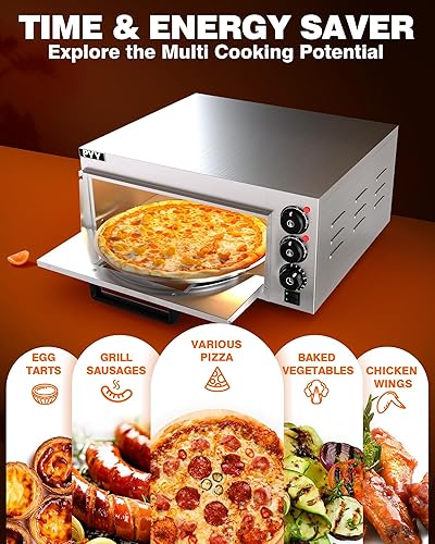 Miniatura 3 de PYY Horno eléctrico de pizza para encimera, hornos de pizza para interiores, horno de pizza comercial de 1800 W, con piedra para pizza y